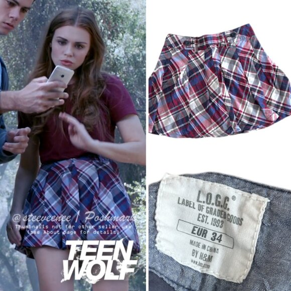 RARE H&M L.O.G.G. Pleated Plaid Skirt ASO Lydia Martin - Picture 1 of 9